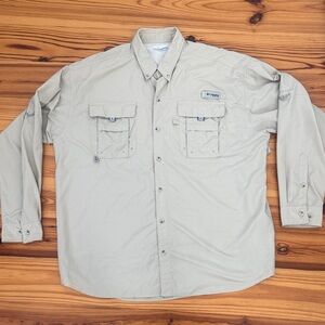 EUC Columbia PFG Men's Bahama II long sleeve fishing shirt Khaki color Fossil XL